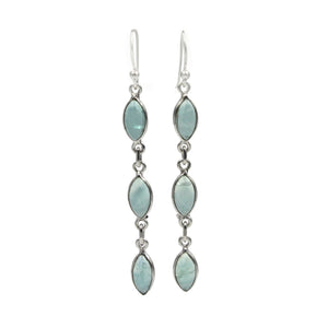 Handcrafted sequential drop earring with falling 6 apatite gemstones