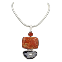 Load image into Gallery viewer, Red Sponge Coral and Black Agate Statement Pendant pendant
