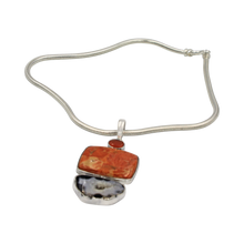 Load image into Gallery viewer, Red Sponge Coral and Black Agate Statement Pendant pendant
