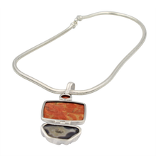 Load image into Gallery viewer, Red Sponge Coral and Black Agate Statement Pendant pendant
