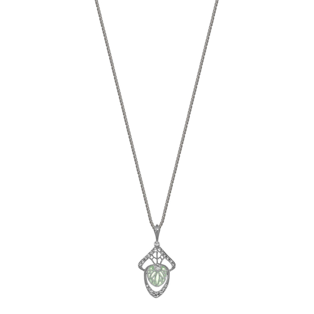 Timeless Classics Art Deco Sterling Silver  Leafe Pendant with Plique a Jour Design