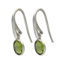 Load image into Gallery viewer, Simple drop earrings with multifaceted peridot
