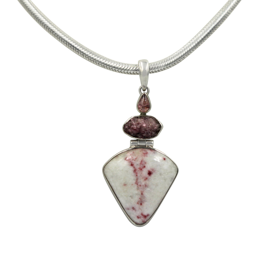 Very beautiful Cinnabar & Rough Tourmaline and a dainty Citrine stone Pendant