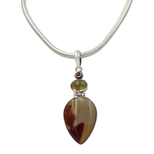 Load image into Gallery viewer, Sundari Classic design of Beautiful Mookaite statement Pendant accent with Citrine and Garnet stones
