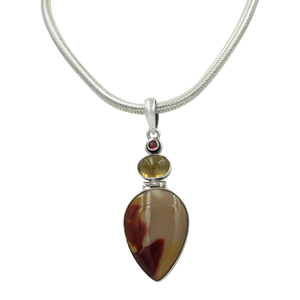 Sundari Classic design of Beautiful Mookaite statement Pendant accent with Citrine and Garnet stones