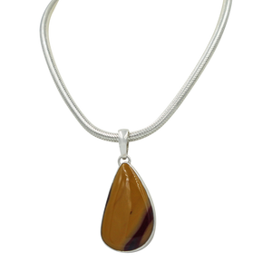 Mookaite statement Pendant in open back bazel setting