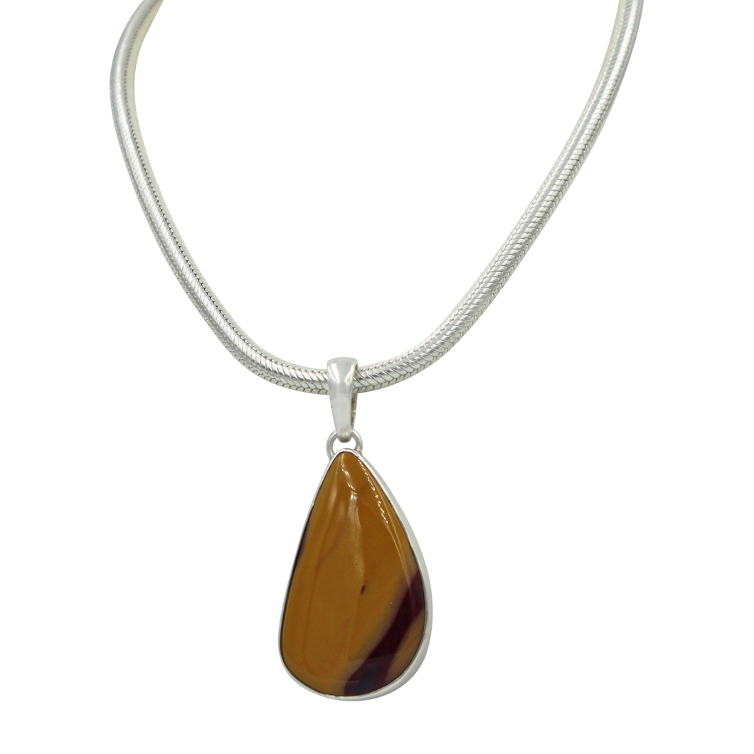 Mookaite statement Pendant in open back bazel setting