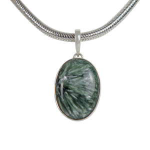 Simple Sterling Silver Seraphinite  Pendant