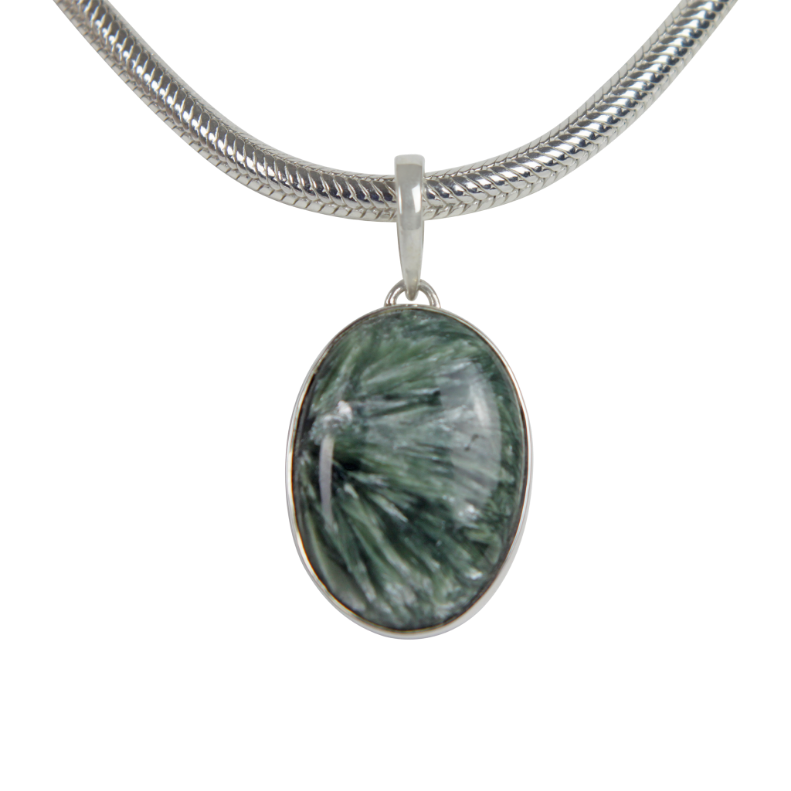 Simple Sterling Silver Seraphinite  Pendant