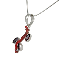 Red Coral Branch Pendant Accent with Faceted Multi-Garnet Stones