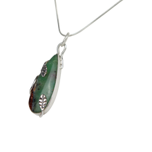 Load image into Gallery viewer, Sterling Silver Wrap Over Pendant Set With a Long Teardrop Chrysoprase Stone
