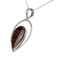 Load image into Gallery viewer, Dual Inverted Tear Drop Steling Silver Pendant with a Beautiful Brown Pietersite Gems Stone
