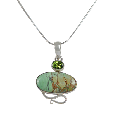 Truly Exquisite Sterling Silver Statement Pendant with a Beautiful and Rare Variscite Crystal as the Main Stone.