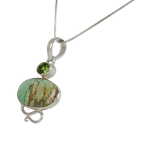 Load image into Gallery viewer, Truly Exquisite Sterling Silver Statement Pendant with a Beautiful and Rare Variscite Crystal as the Main Stone.
