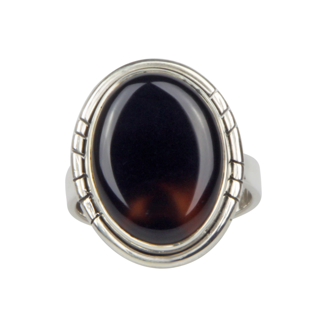 Oval Shaped Very Beautiful Black Spinel Sterling Silver Ring