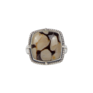 Square Shaped Peanut Wood Jasper Sterling Silver Ring