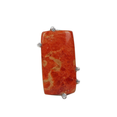 Rectangular Shaped Beautiful Sponge Coral Sterling Silver Ring