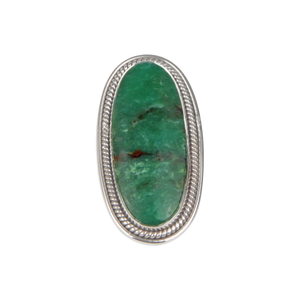 Long Oval chrysoprase Sterling Silver Ring