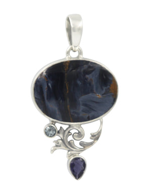 Sterling Silver Pendant with a Pietersite Gemstone from Sundari Jewellery