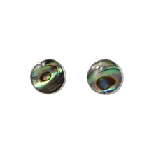 Load image into Gallery viewer, Classic bezel set shell and coral circle studs in sterling silver
