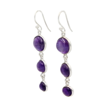 Load image into Gallery viewer, Handcrafted sequential drop earring with falling oval shaped gemstones
