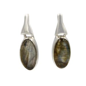 Drop Earrings Dark Labradorite with a Silver Stud Fitting