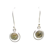 Load image into Gallery viewer, Handcrafted Sterling Silver half sphire cabochone gem-set Earring
