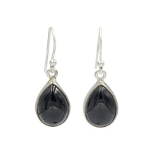 Load image into Gallery viewer, Sundari Large Tear Drop Black Onyx gem-set silver earrings
