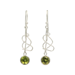 Modern Earrings Peridot Accents with a Single Line Heart Design