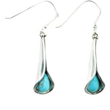 Load image into Gallery viewer, Botanical-inspired silver pod Earring with Amethyst or Turquoise
