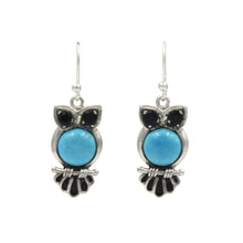 Load image into Gallery viewer, Sterling Silver Owl Earring with Semi Precious Stone
