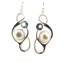 Load image into Gallery viewer, Large Pearl Swirly Earring with an accent gemstone
