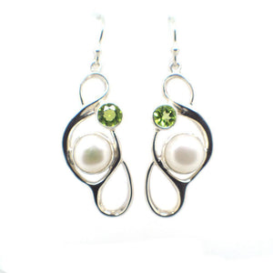 Large Pearl Swirly Earring with an accent gemstone