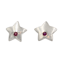 Load image into Gallery viewer, Beautiful Star Shaped Sterling Silver Stud Eariing with a faceted Gemstone
