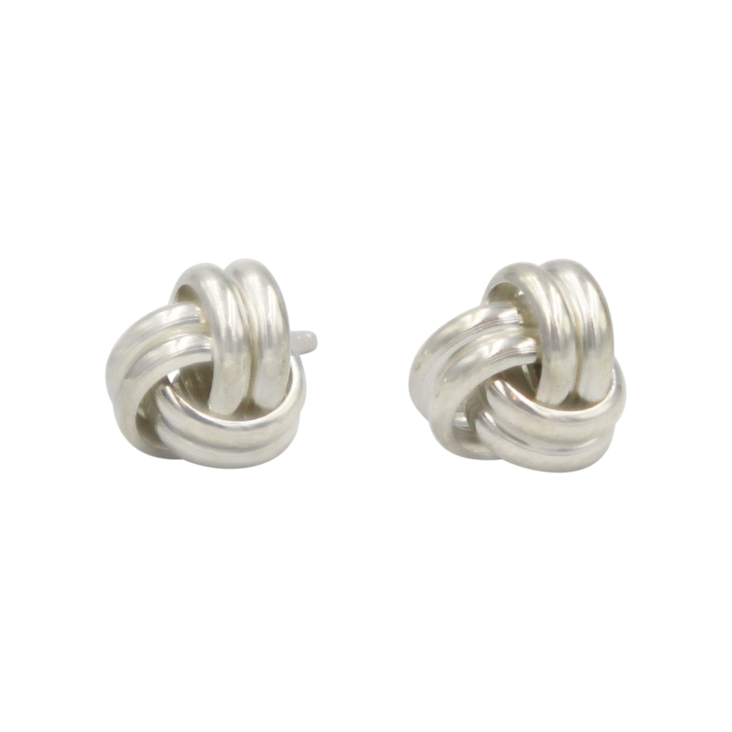 Plain Silver Two Wire Love Knot Stud Earring