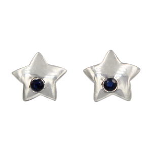 Beautiful Star Shaped Sterling Silver Stud Eariing with a faceted Gemstone