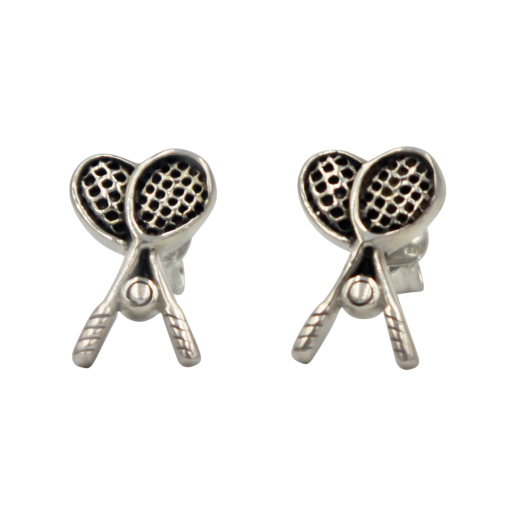 Plain Silver Badminton Stud Earring