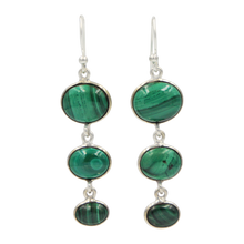 Load image into Gallery viewer, Handcrafted sequential drop earring with falling oval shaped gemstones
