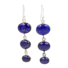 Load image into Gallery viewer, Handcrafted sequential drop earring with falling oval shaped gemstones
