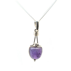  Single Amethyst Stone Split Bale sterling Silver Pendant