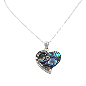 Stunning Large Sterling Silver Heart Pendant with  a Natural Seashell