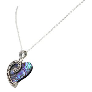 Stunning Large Sterling Silver Heart Pendant with  a Natural Seashell