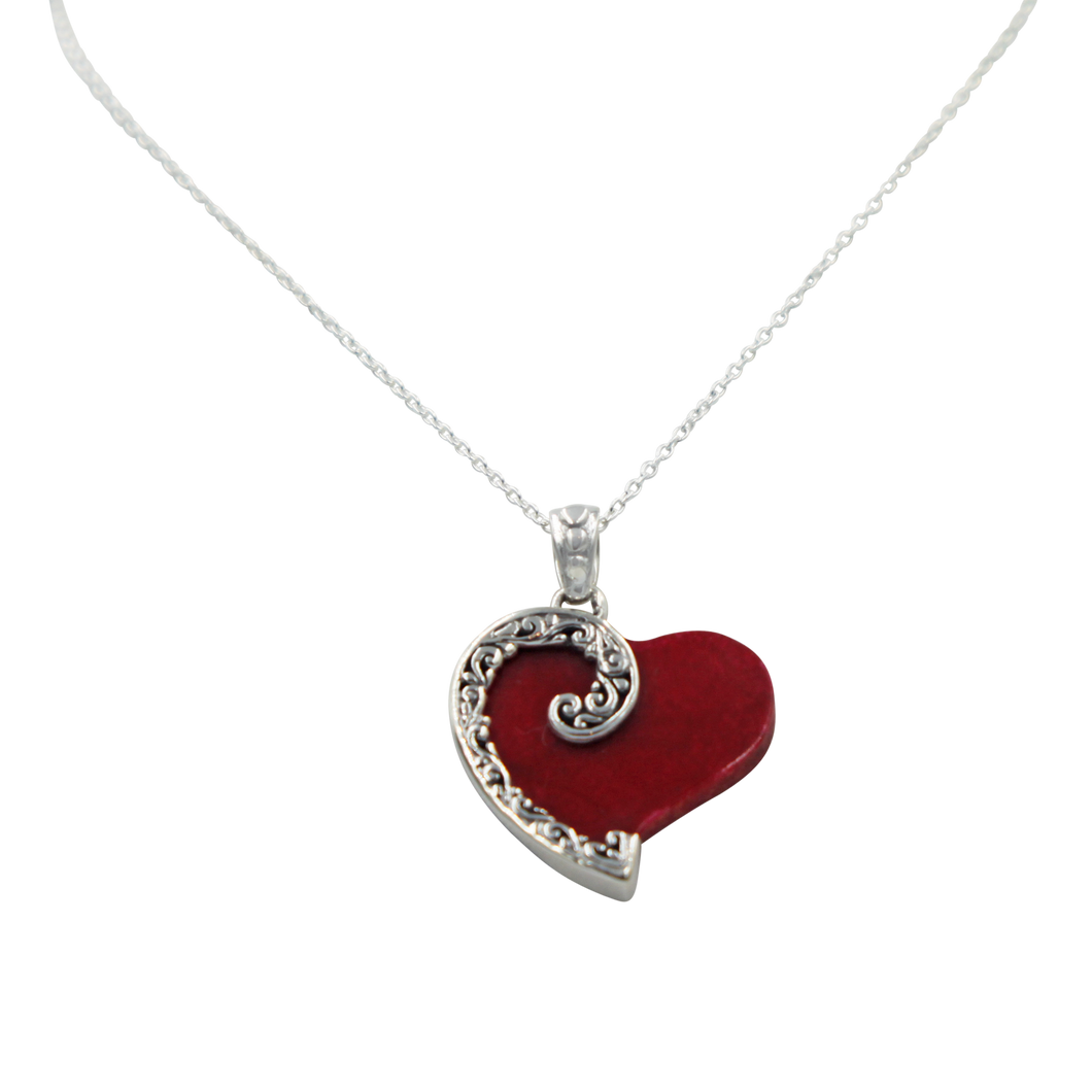 Stunning Large Sterling Silver Heart Pendant with  a Natural Seashell