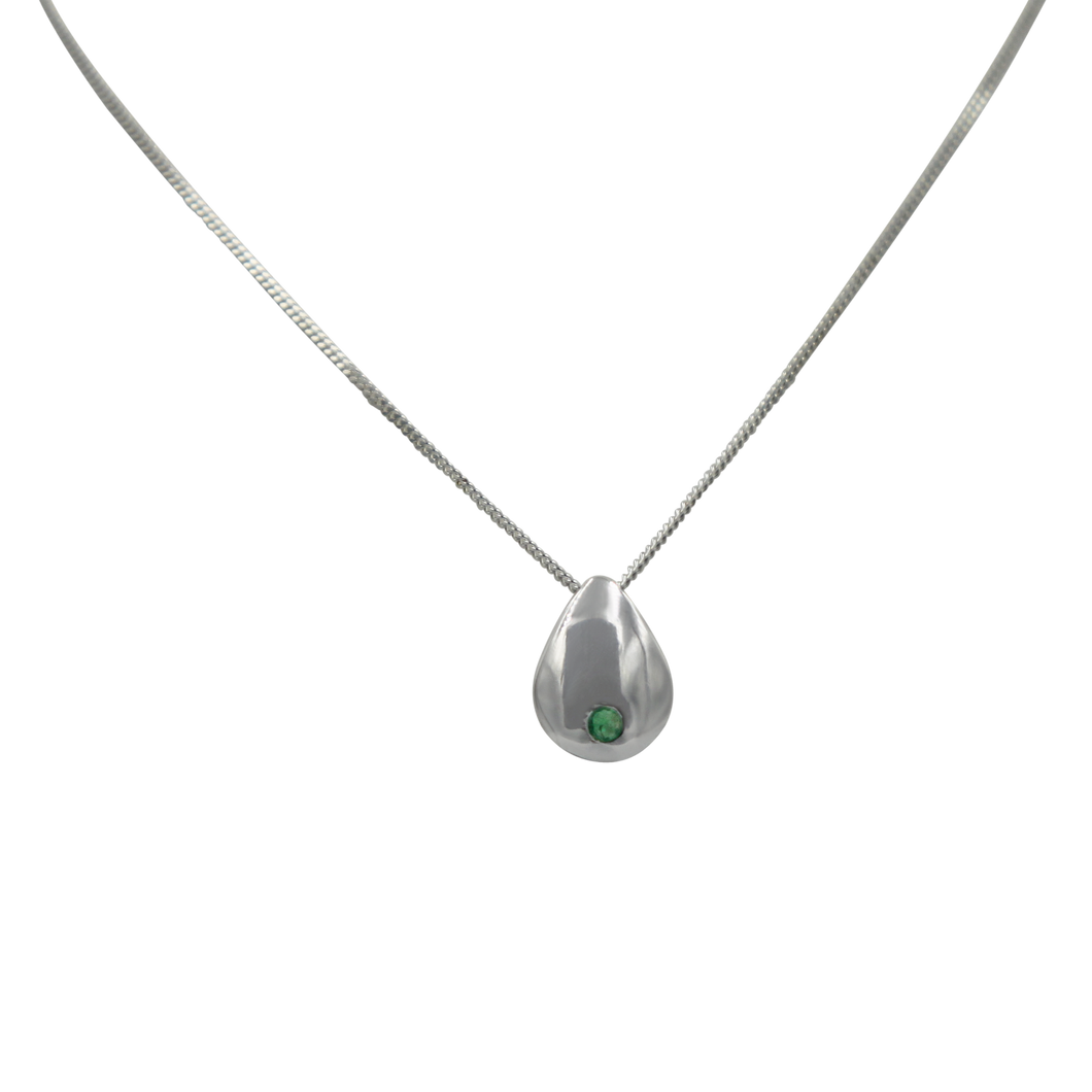 Teardrop Pendant with  a Green Emerald 