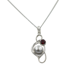 Load image into Gallery viewer, Large Pearl Swirly Pendant with an accent gemstone
