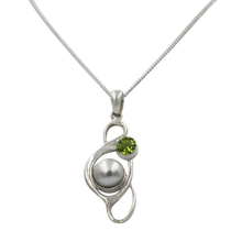 Load image into Gallery viewer, Large Pearl Swirly Pendant with an accent gemstone
