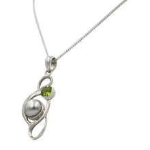 Load image into Gallery viewer, Large Pearl Swirly Pendant with an accent gemstone
