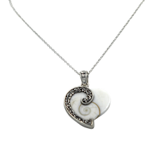 Load image into Gallery viewer, Stunning Large Sterling Silver Heart Pendant with  a Natural Seashell
