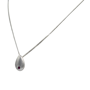 Teardrop Pendant with  a faceted Ruby