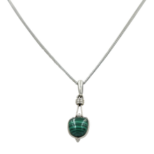 Load image into Gallery viewer,  Single Malachite Stone Split Bale sterling Silver Pendant
